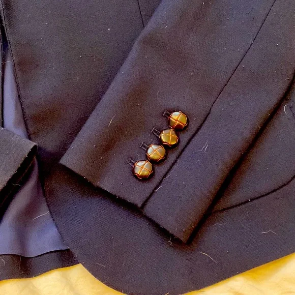 💙 J.Crew Factory Navy Blue Blazer Size 10 Wool/Polyester - Picture 3 of 6
